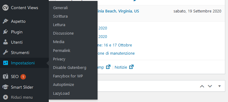 Gestione impostazioni di WordPress Gestione impostazioni di WordPress